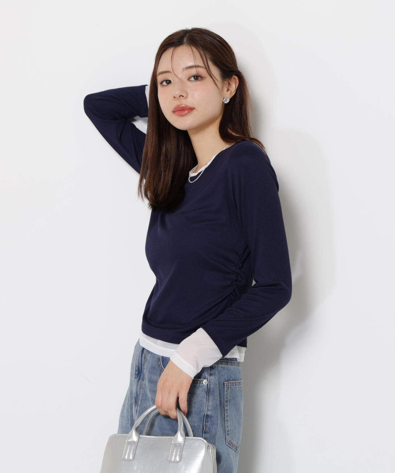 【松川星さん着用】＜ウォッシャブル＞レイヤード風テレコ