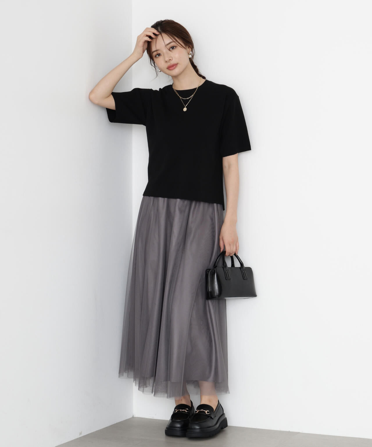 【松川星さん着用】＜ハンドウォッシャブル＞ハーフスリーブニットプルオーバー