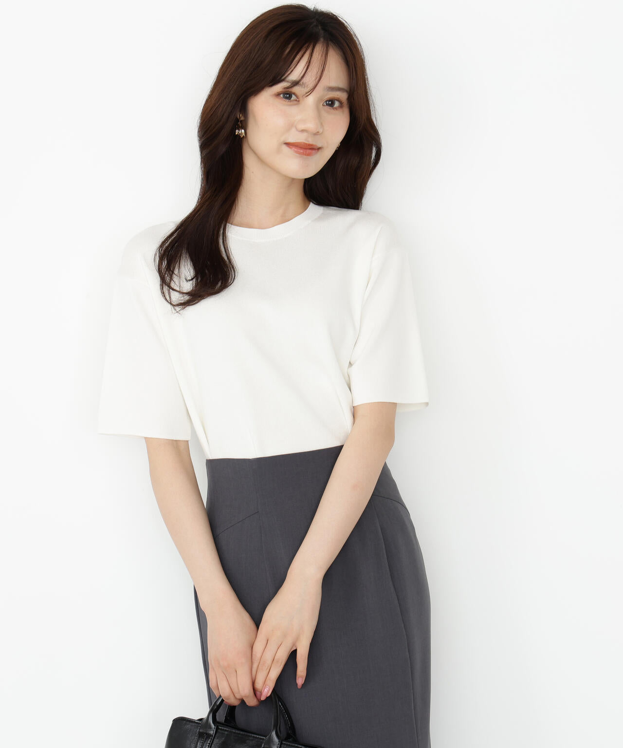 【松川星さん着用】＜ハンドウォッシャブル＞ハーフスリーブニットプルオーバー