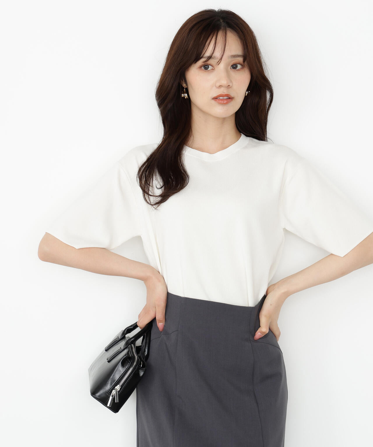 【松川星さん着用】＜ハンドウォッシャブル＞ハーフスリーブニットプルオーバー