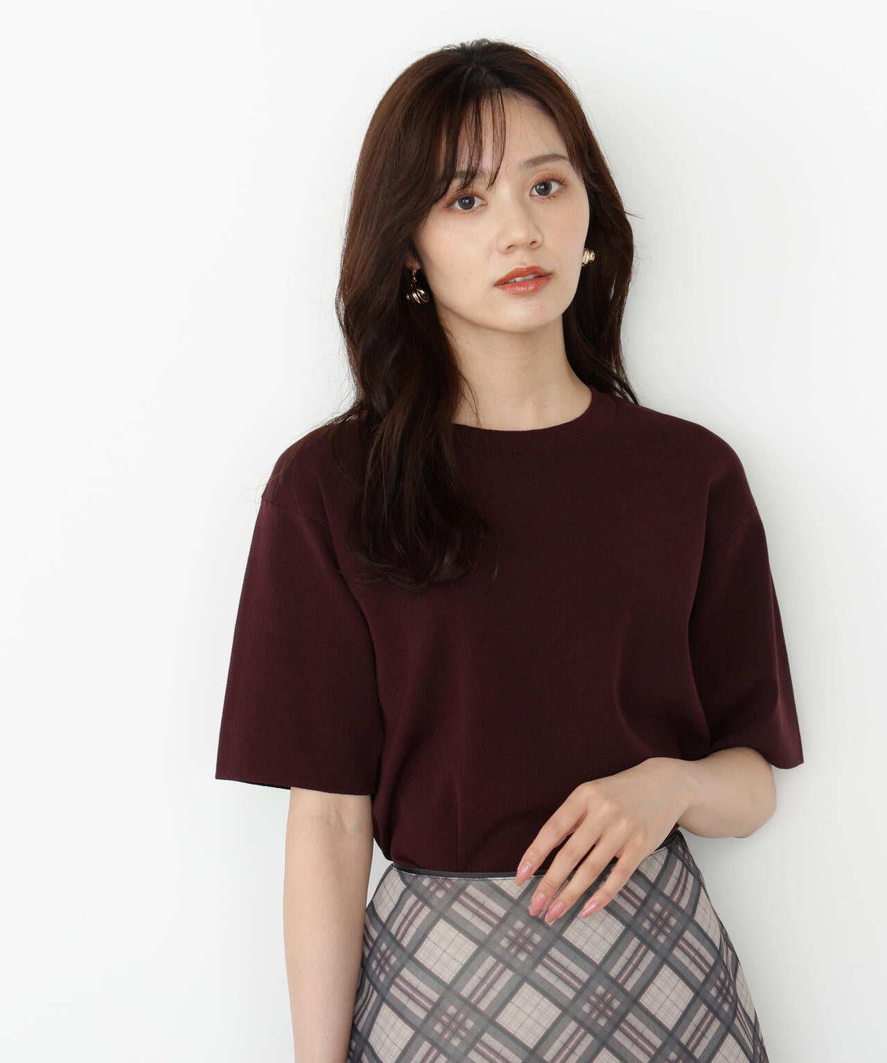 【松川星さん着用】＜ハンドウォッシャブル＞ハーフスリーブニットプルオーバー