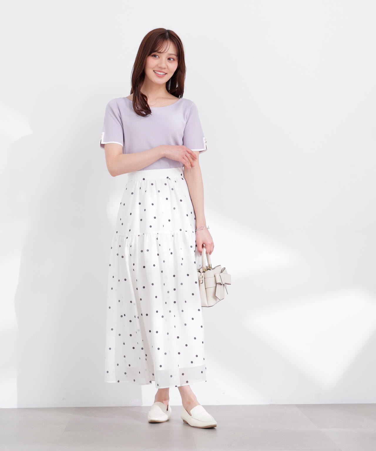 ＜加藤栞さん着用＞ドットプリントティアードスカート