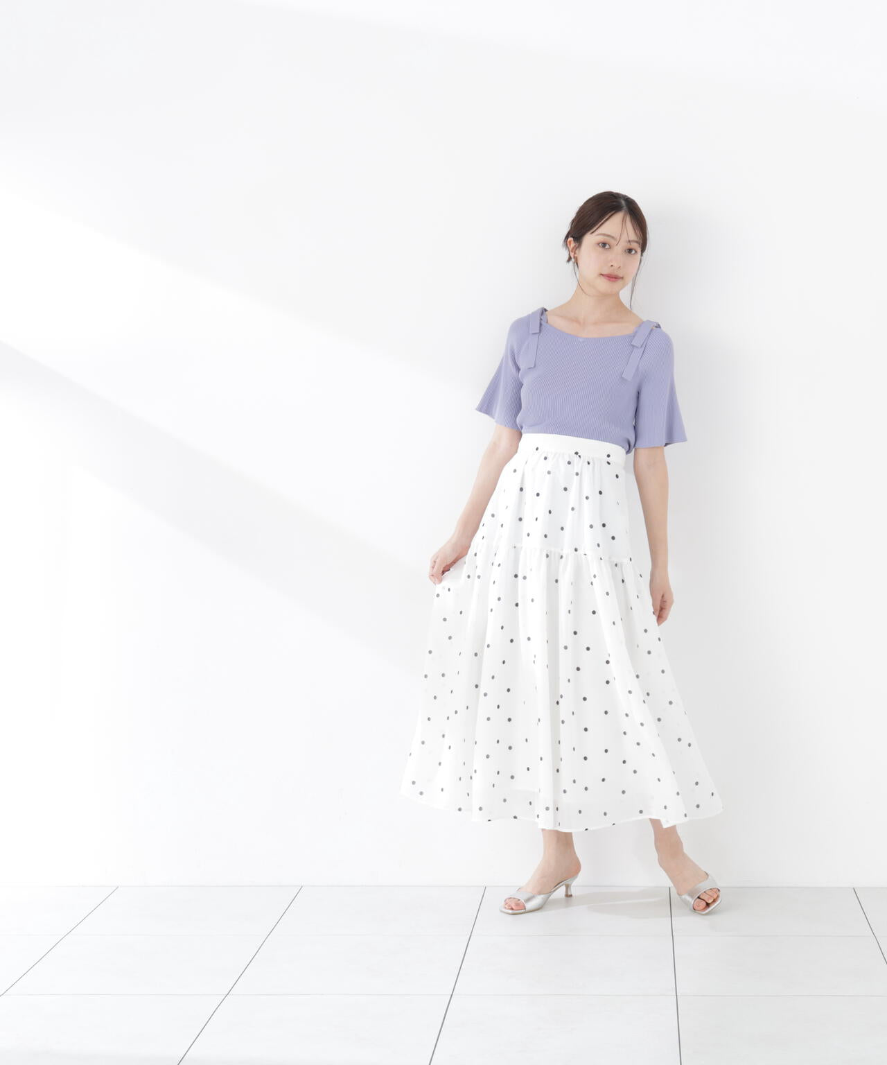 ＜加藤栞さん着用＞ドットプリントティアードスカート