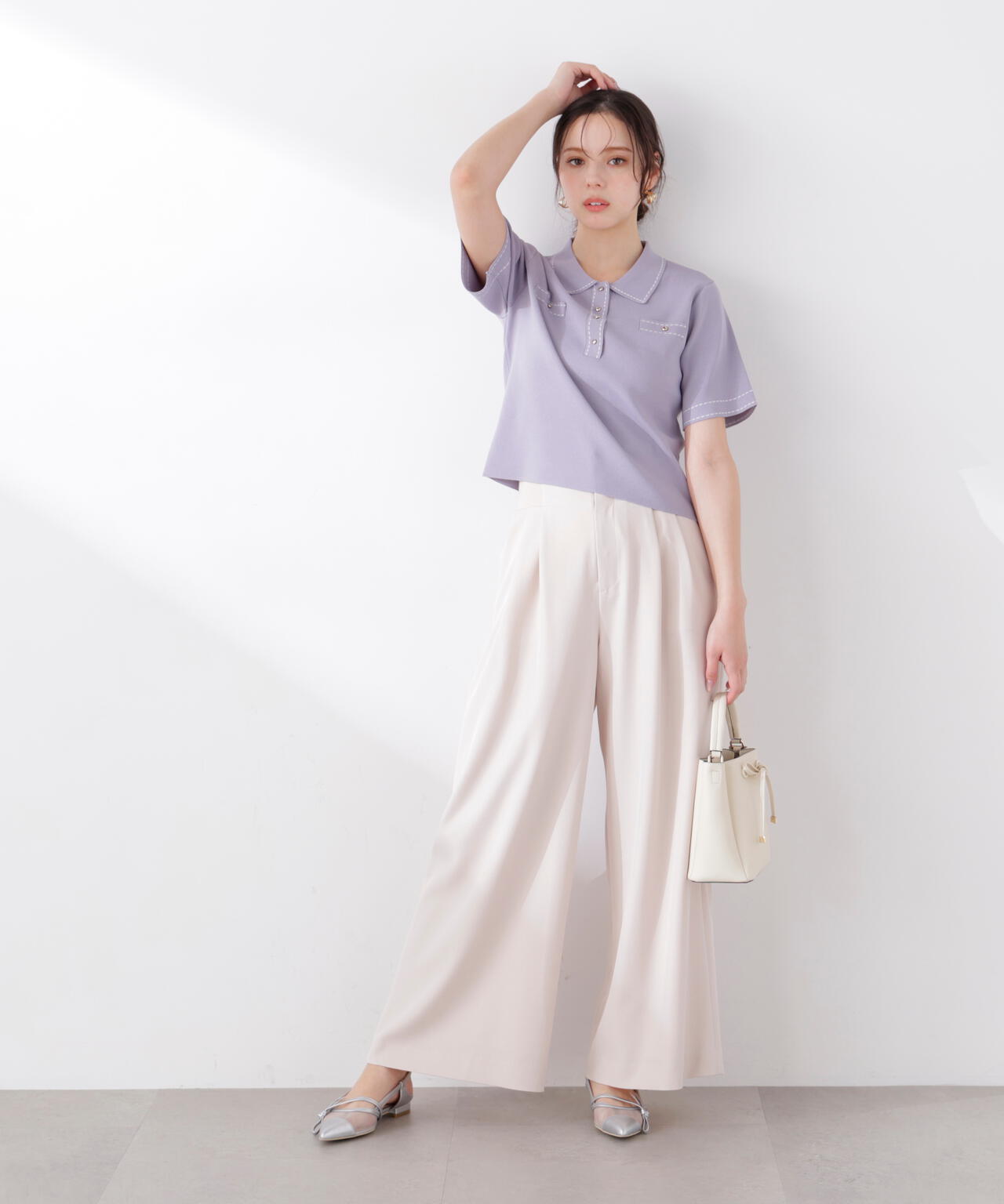 ウエストリブワイドパンツ