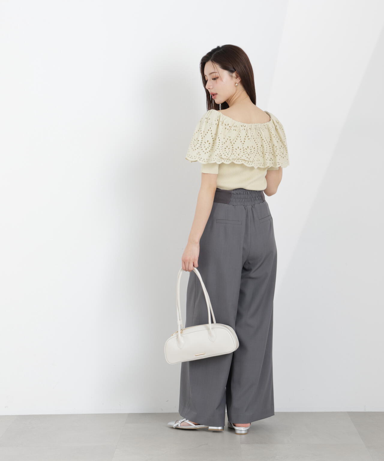 ウエストリブワイドパンツ