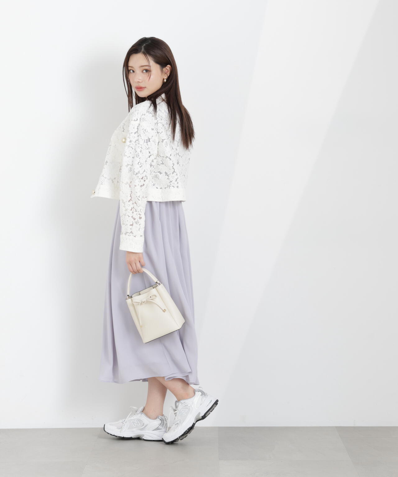 シフォン楊柳ギャザーワンピース
