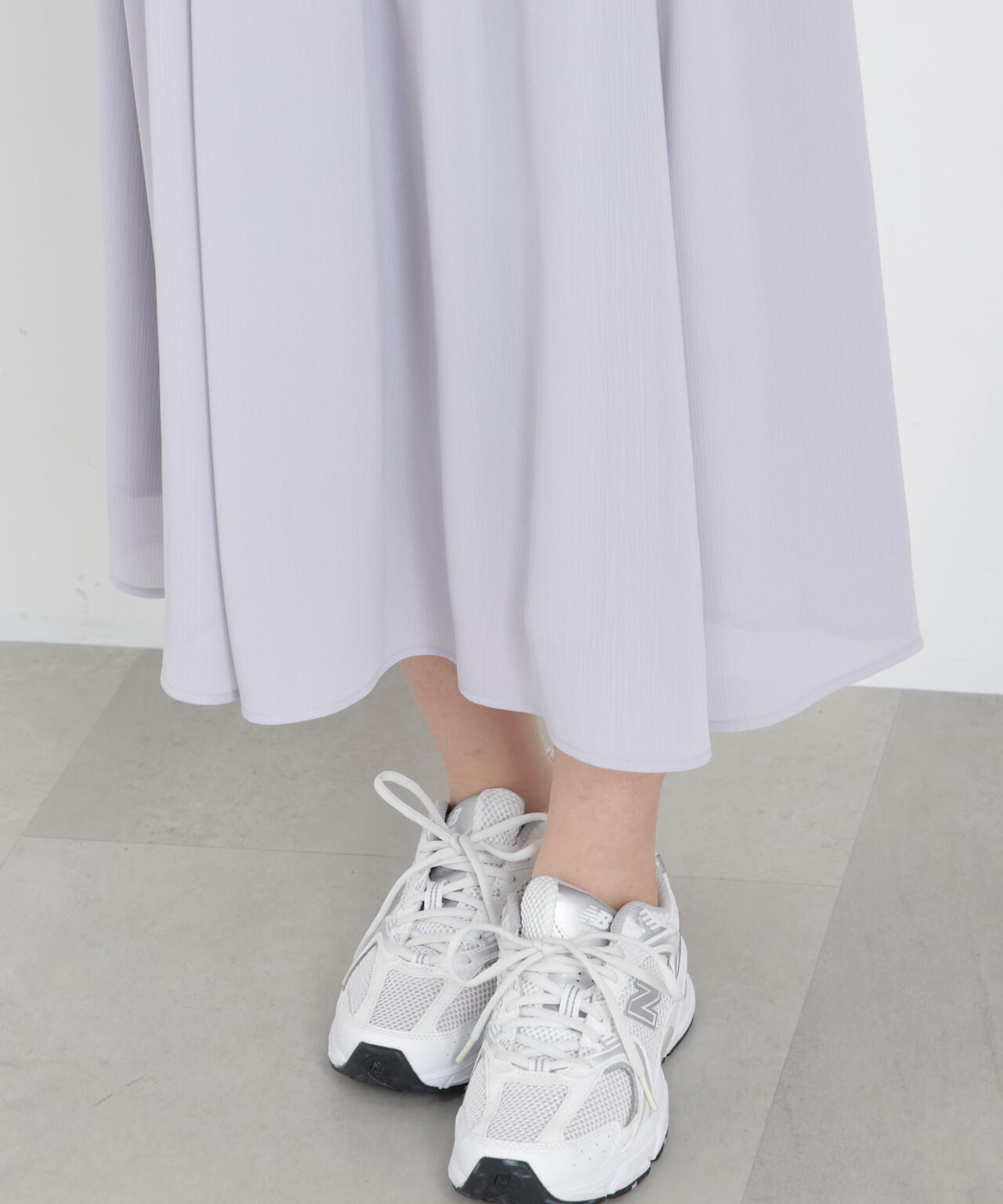 シフォン楊柳ギャザーワンピース
