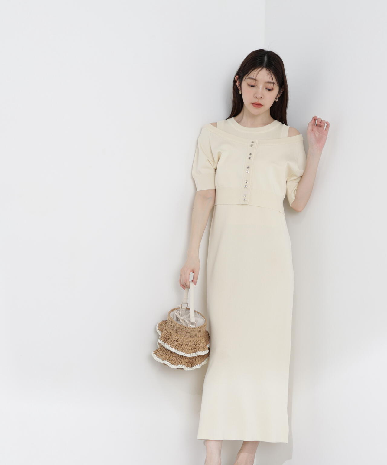 ＜中川紅葉さん着用＞ショートカーデレイヤードワンピース