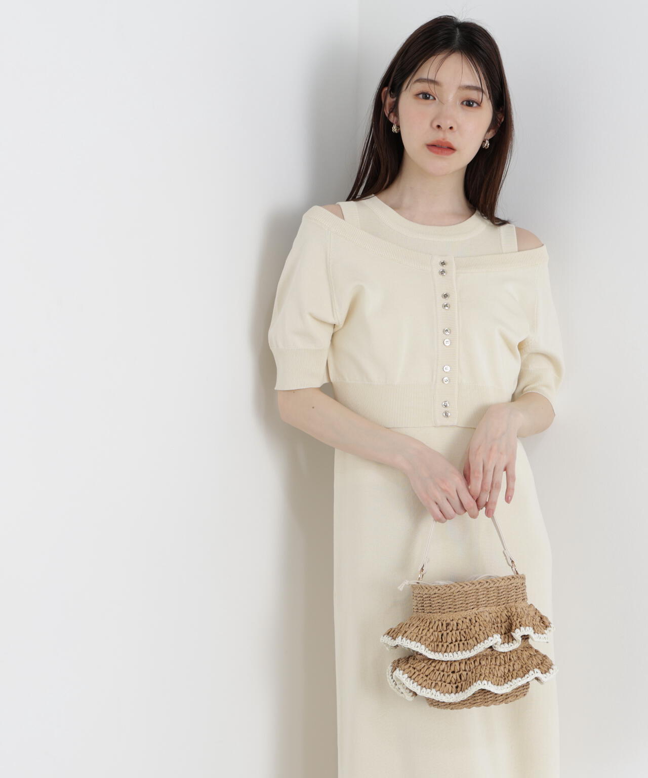 ＜中川紅葉さん着用＞ショートカーデレイヤードワンピース