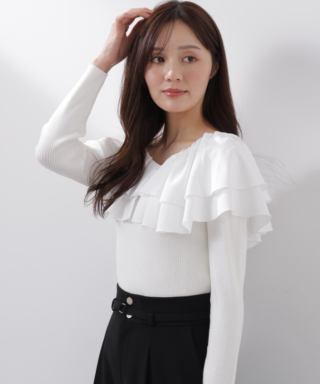 ボリュームラッフルニット【ピンク×ピンク：official site・一部店舗限定】