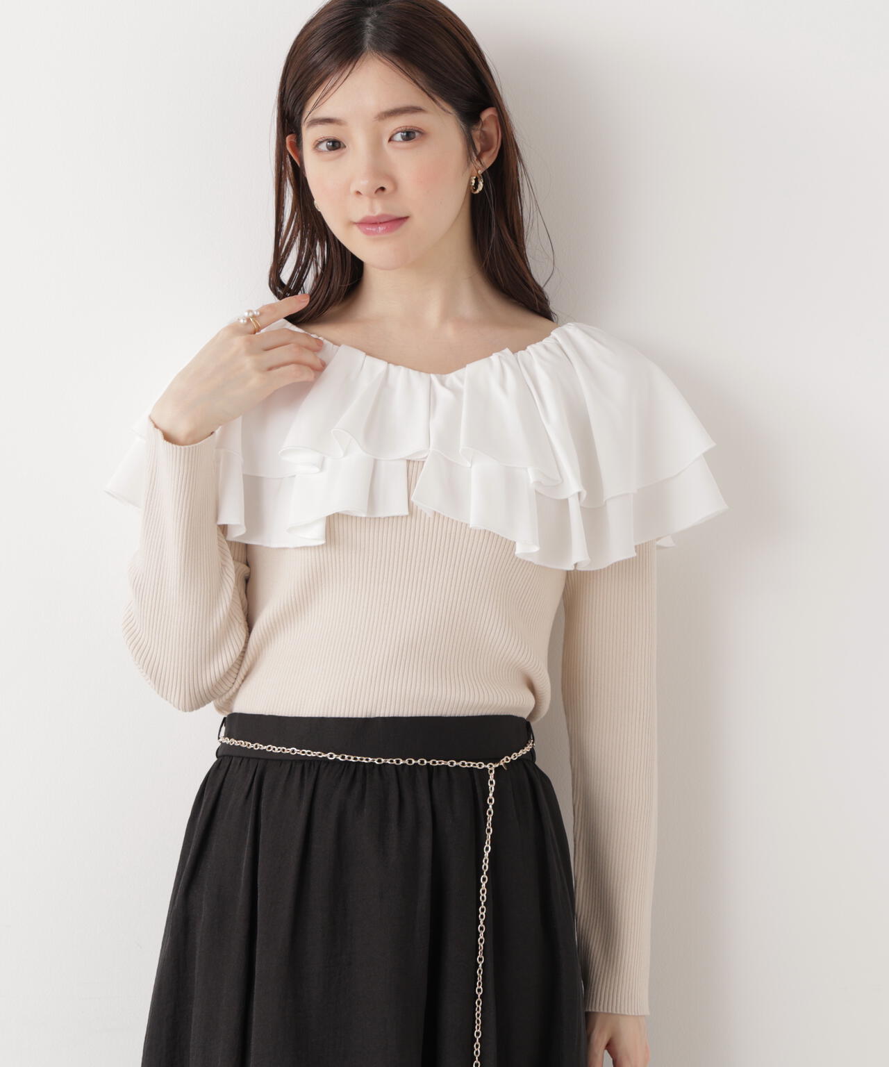 ボリュームラッフルニット【ピンク×ピンク：official site・一部店舗限定】