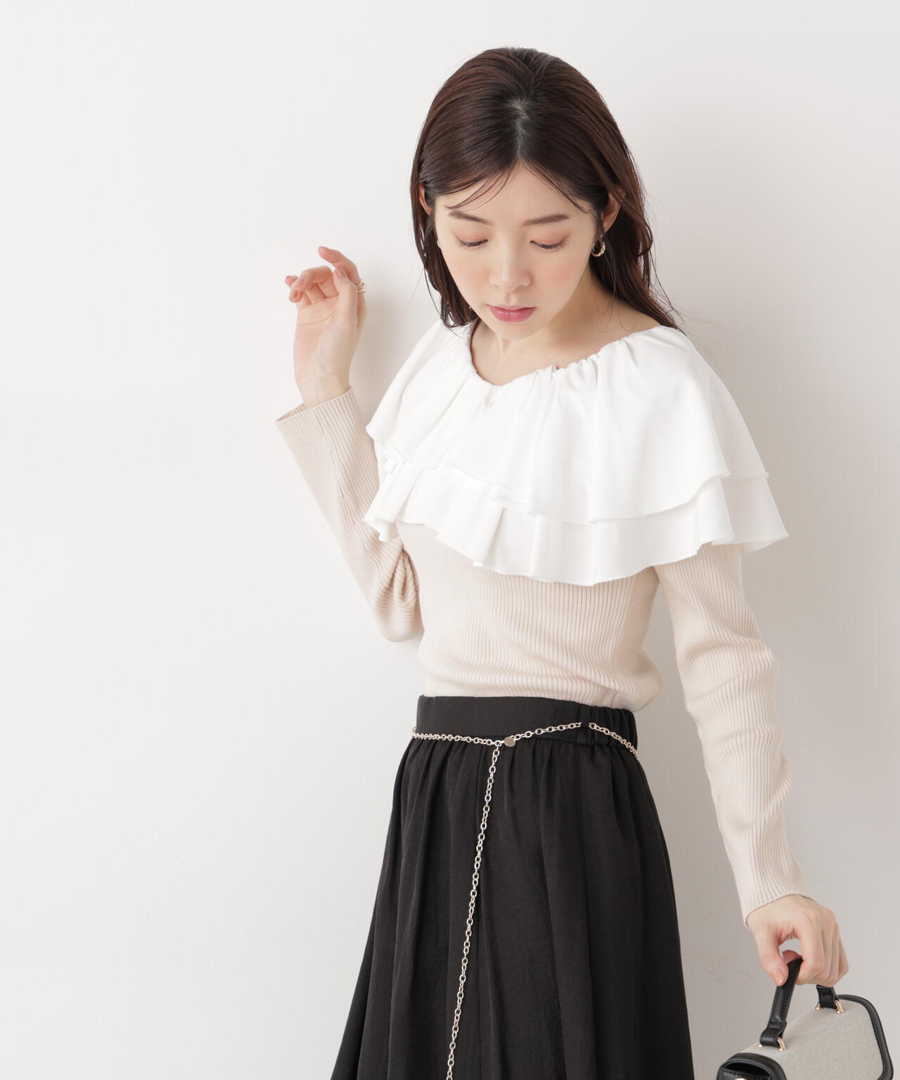 ボリュームラッフルニット【ピンク×ピンク：official site・一部店舗限定】