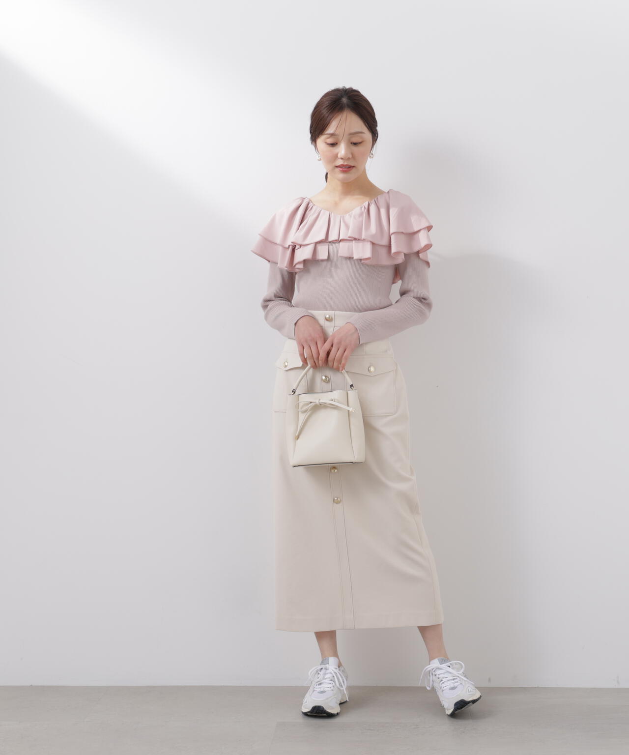 ボリュームラッフルニット【ピンク×ピンク：official site・一部店舗限定】
