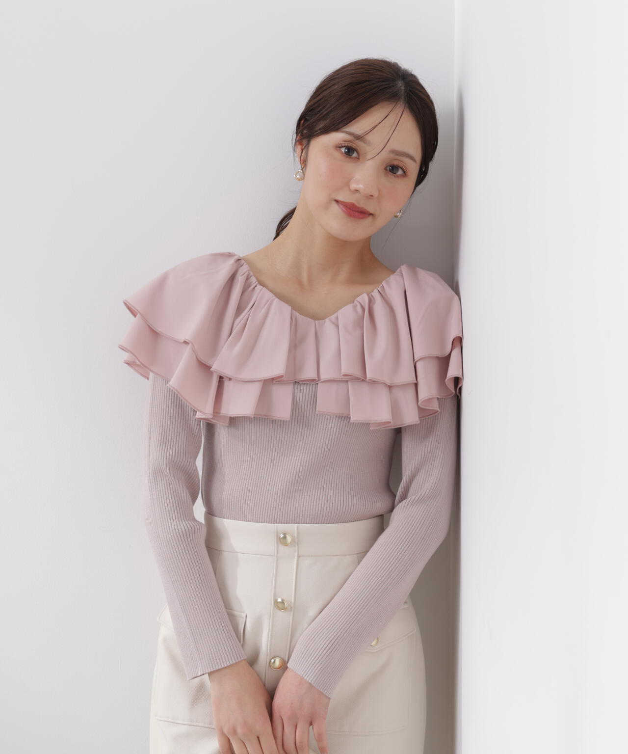 ボリュームラッフルニット【ピンク×ピンク：official site・一部店舗限定】