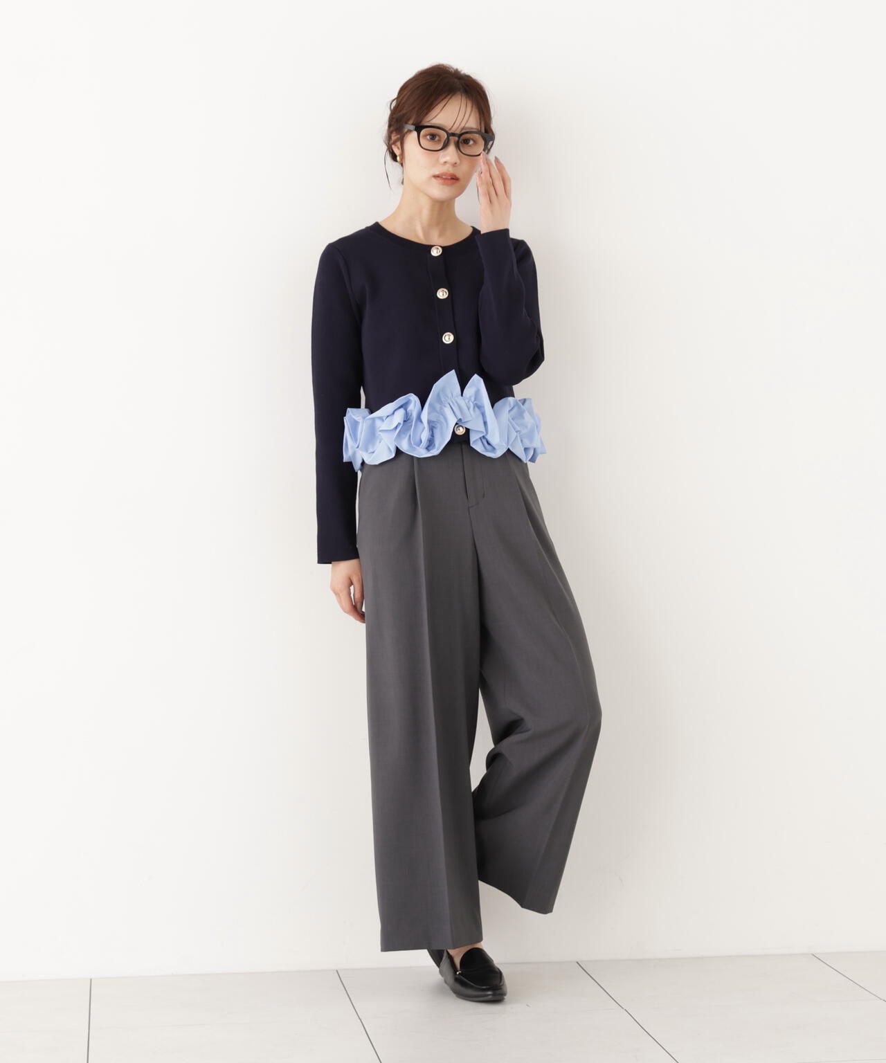 ＜a/mie＞ウエストレースワイドパンツ