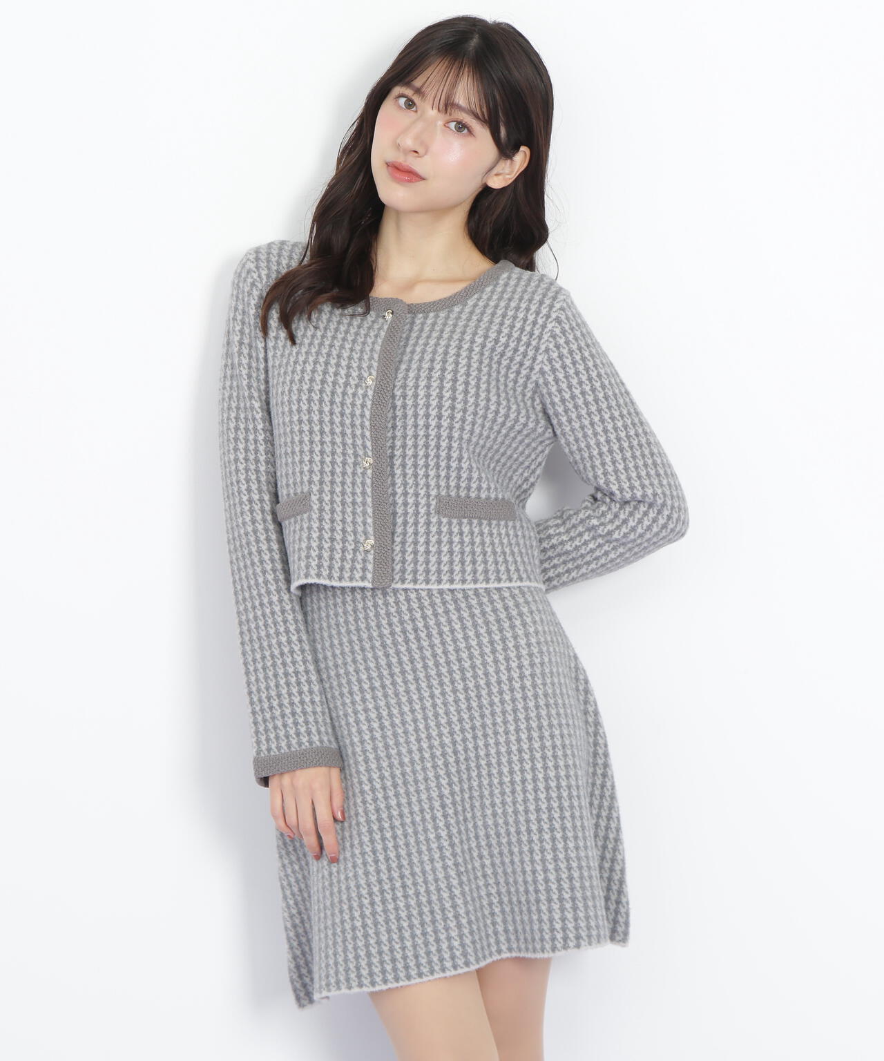 千鳥ジャガードニットセットアップ