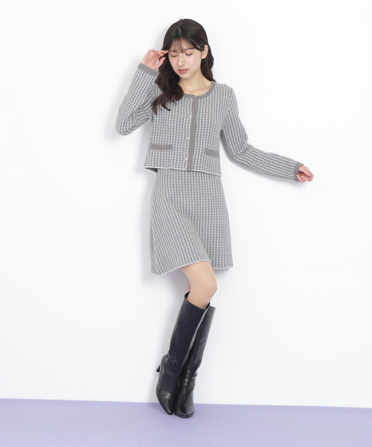 千鳥ジャガードニットセットアップ
