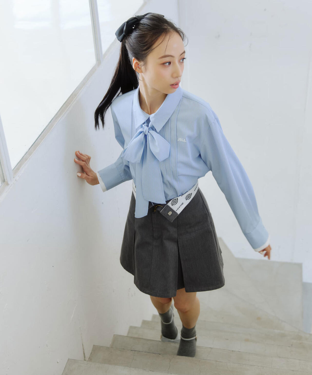 ヘムレイヤードクロップドシャツ