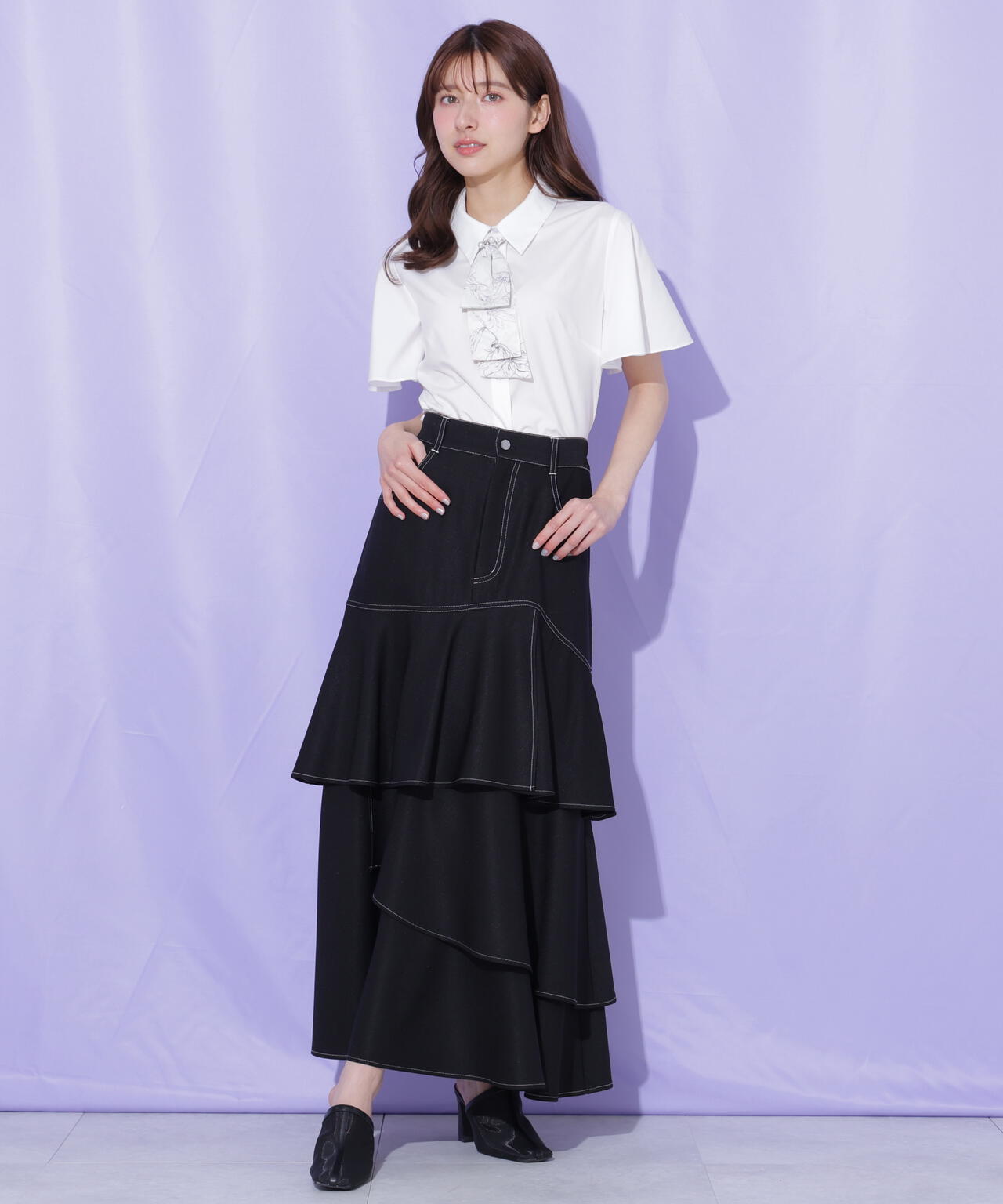 アシメティアードスカート