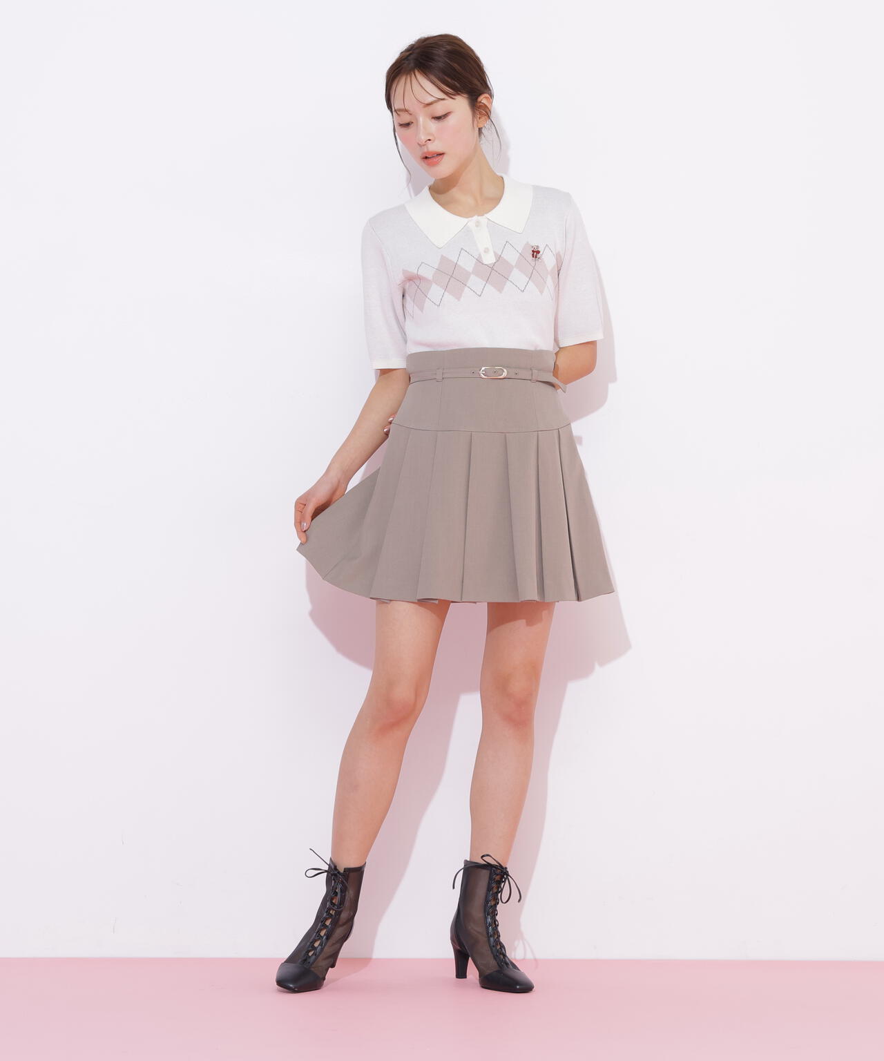 セットアップ対応プリーツミニスカート