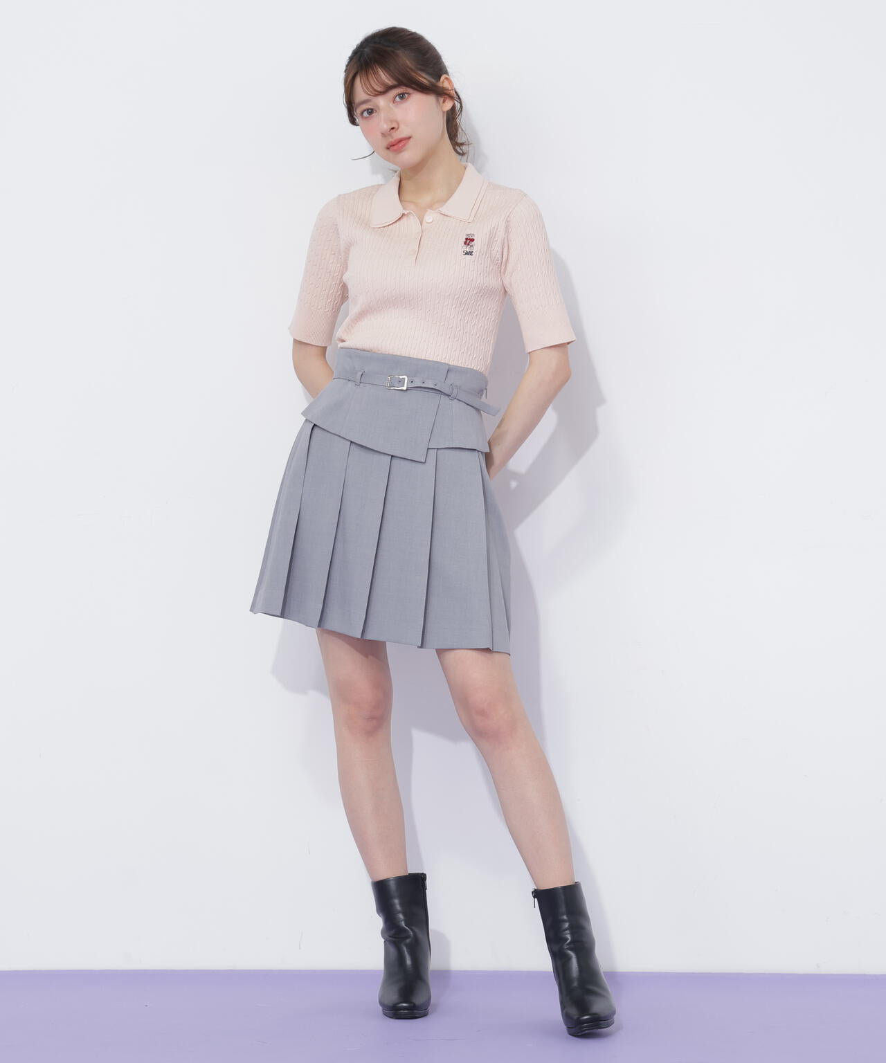 ウエストマークプリーツミニスカート