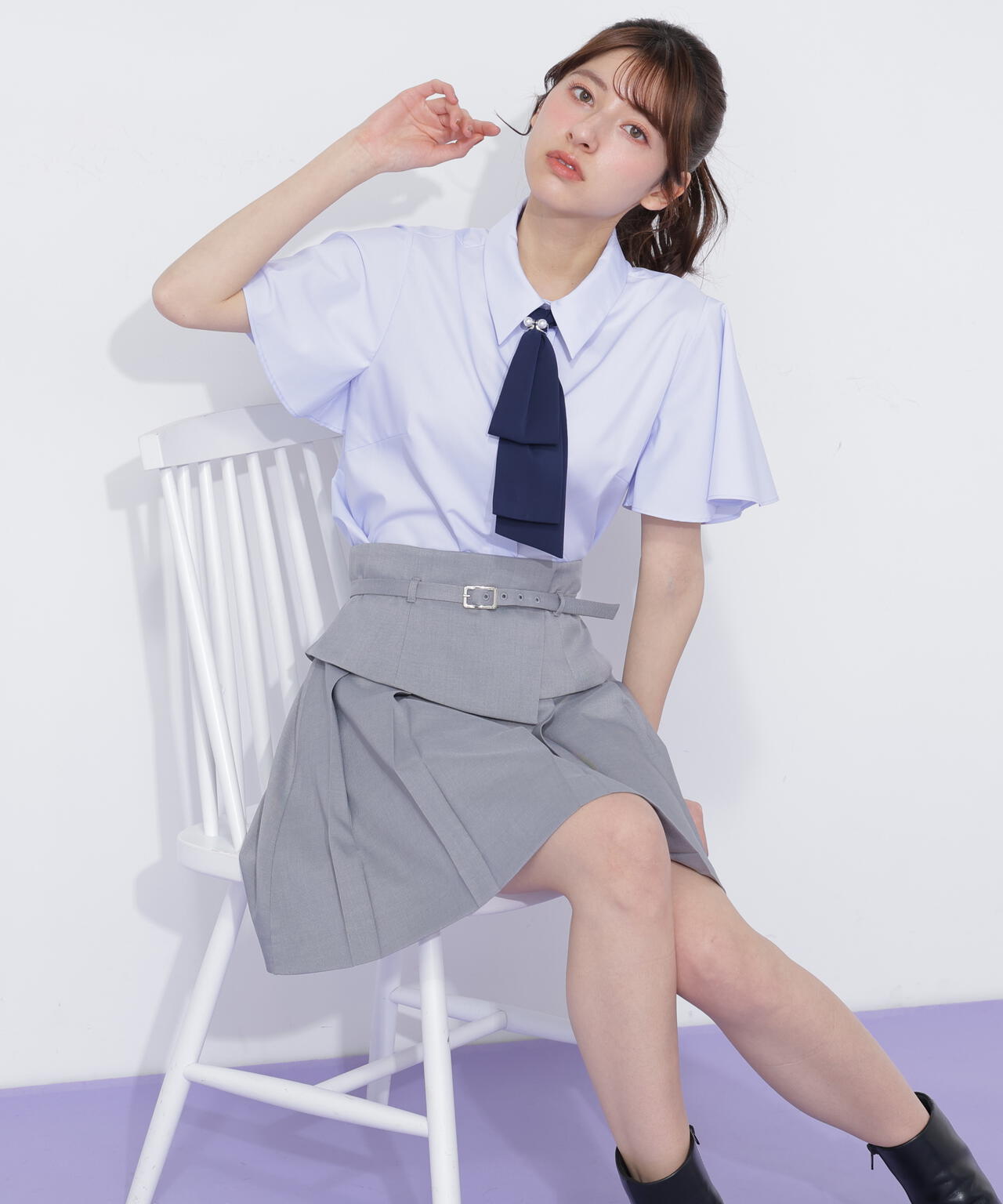 ウエストマークプリーツミニスカート