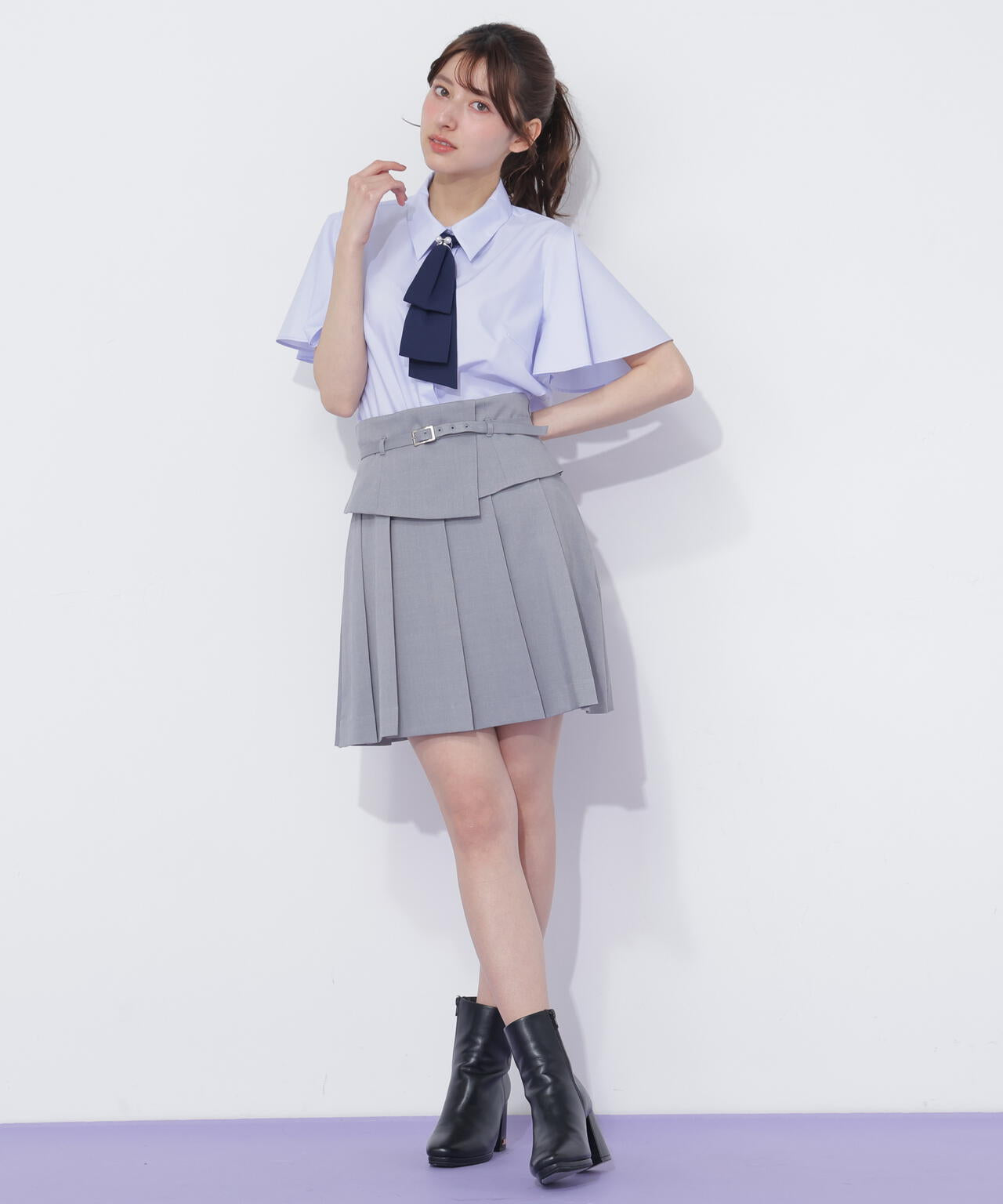 ウエストマークプリーツミニスカート