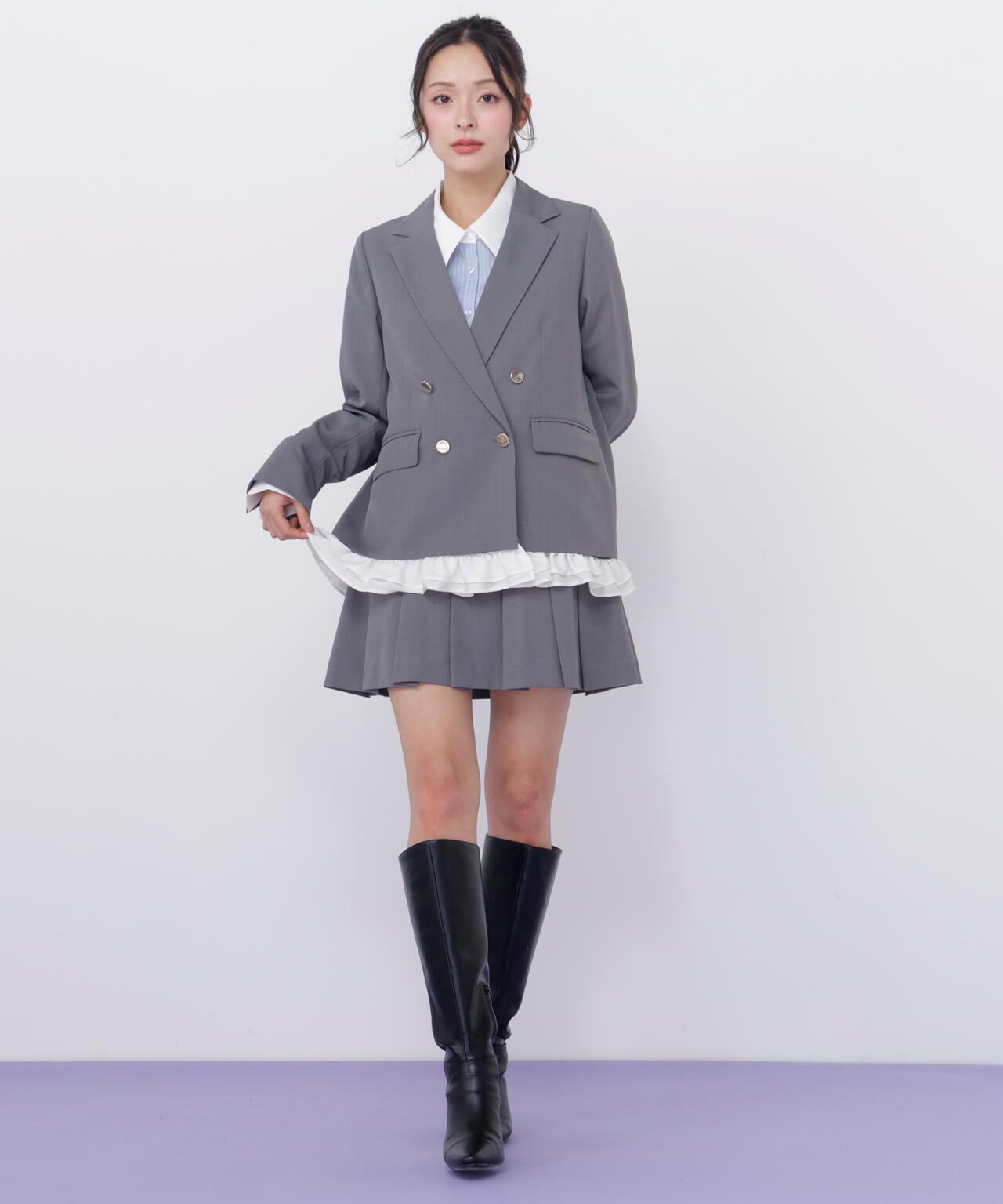 セットアップ対応ドライタッチフリルヘムジャケット