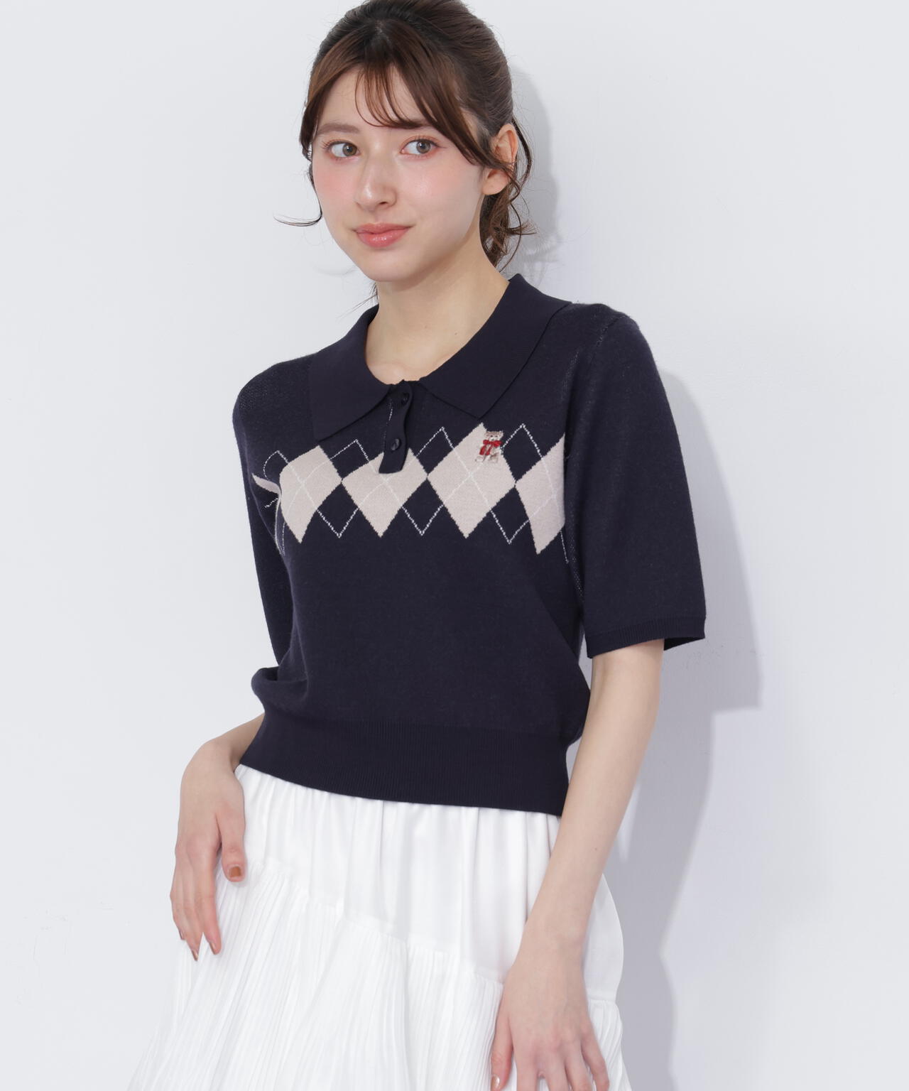 ＜ＢＥＡＲシリーズ＞ポロ襟アーガイルニット