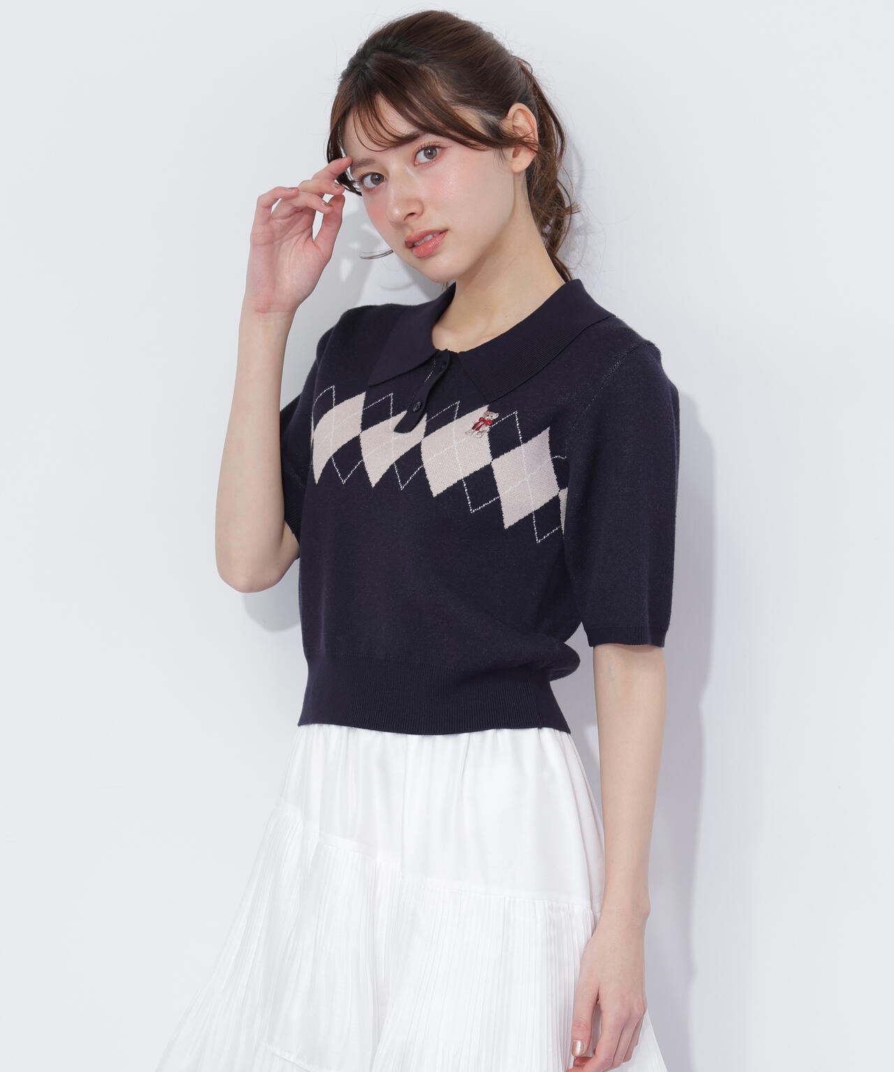 ＜ＢＥＡＲシリーズ＞ポロ襟アーガイルニット