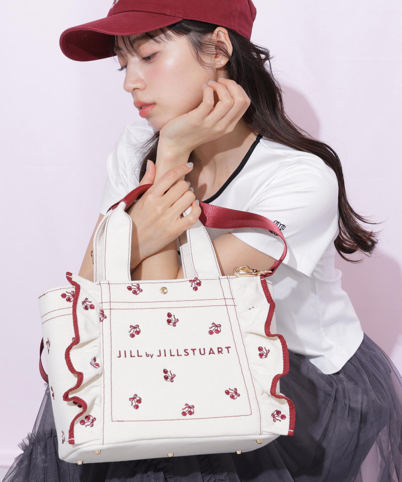 ＜Cherryシリーズ＞フリルトートバッグ
