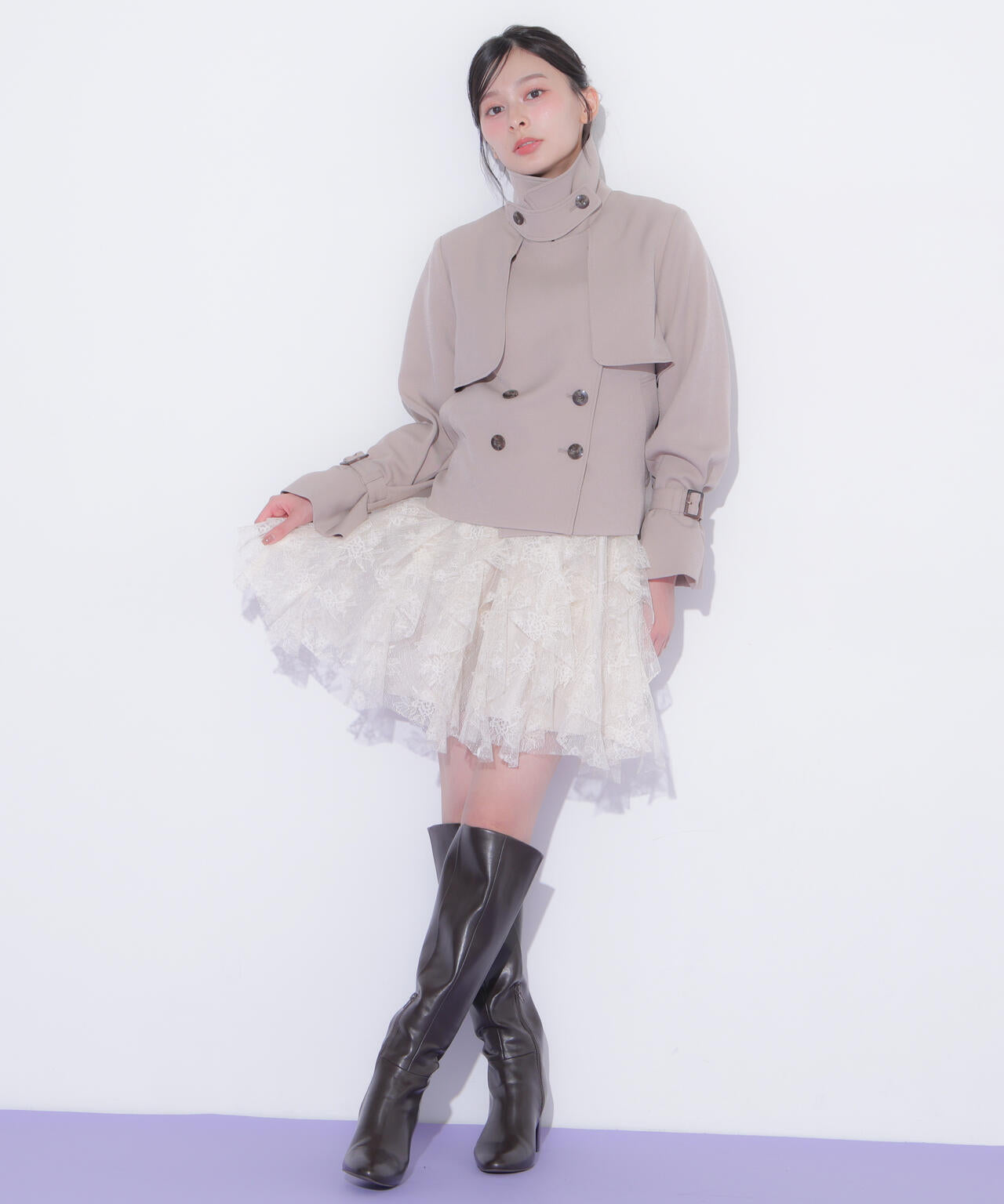 縦ラッフルミニスカート
