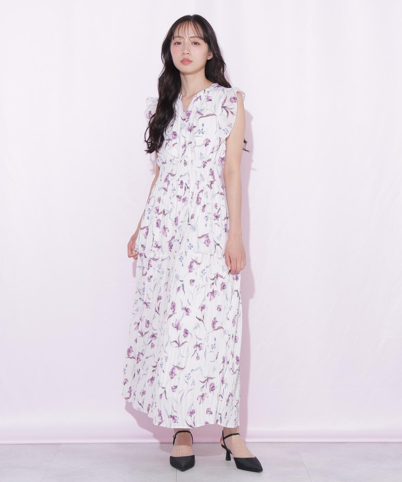 シフォンプリーツワンピース