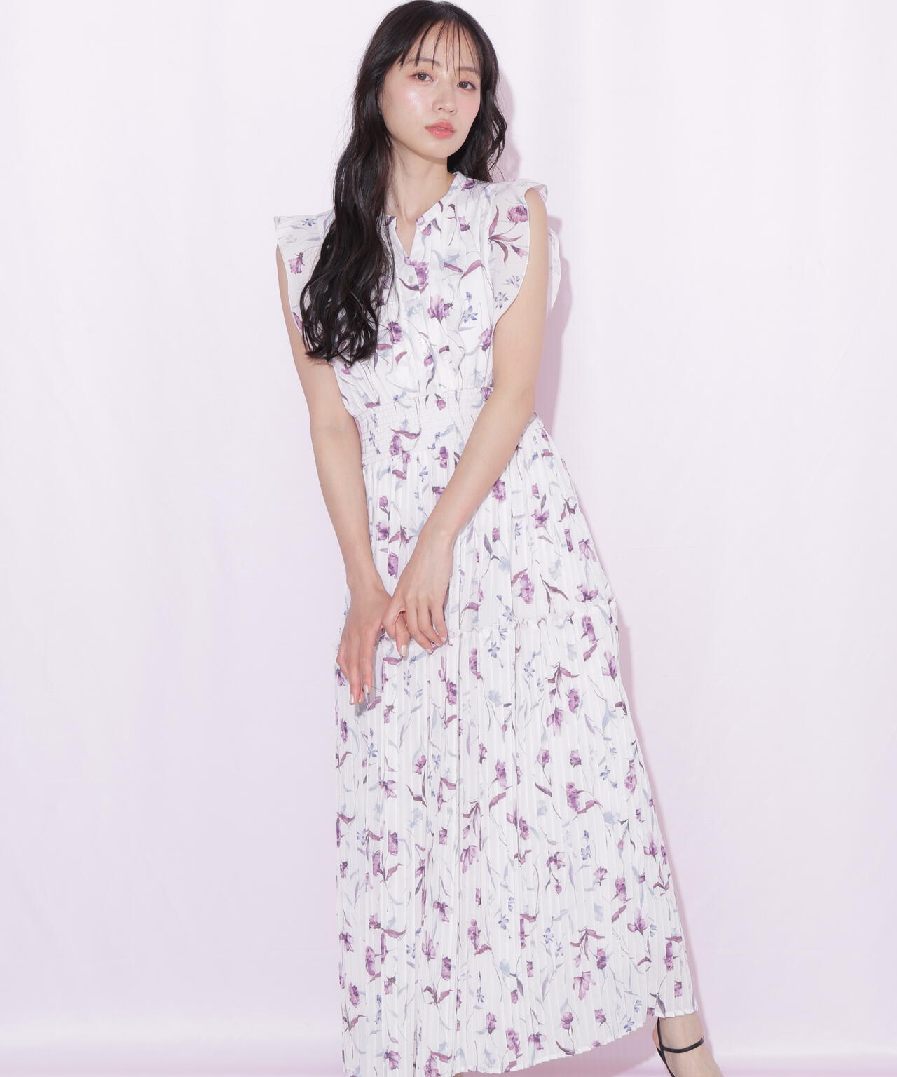 シフォンプリーツワンピース