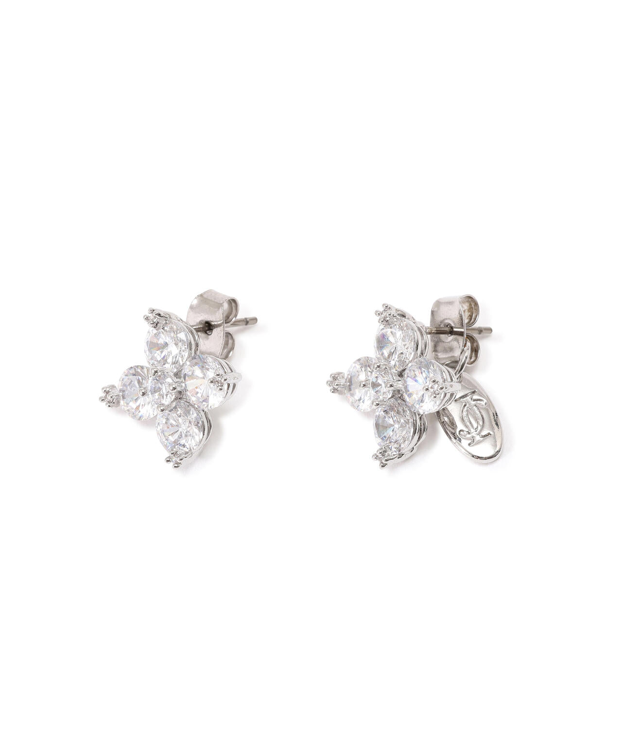Cubic 大粒クローバーピアス