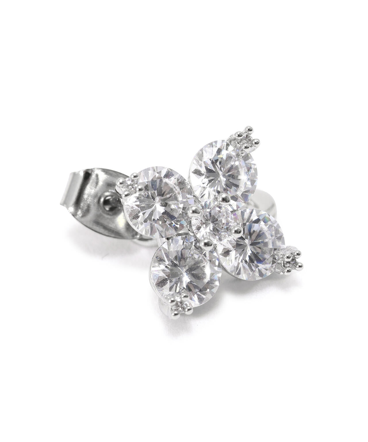 Cubic 大粒クローバーピアス