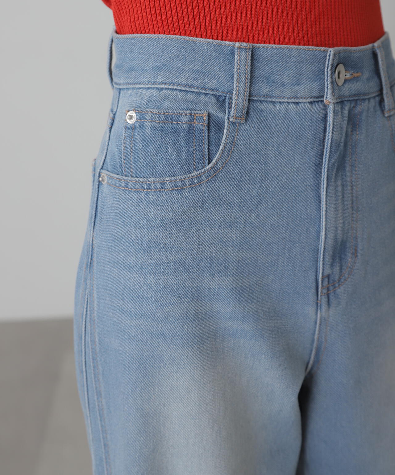 【3サイズ展開XS-L】サイドパネルヴィンテージライクワイドデニム【低身長サイズ有】