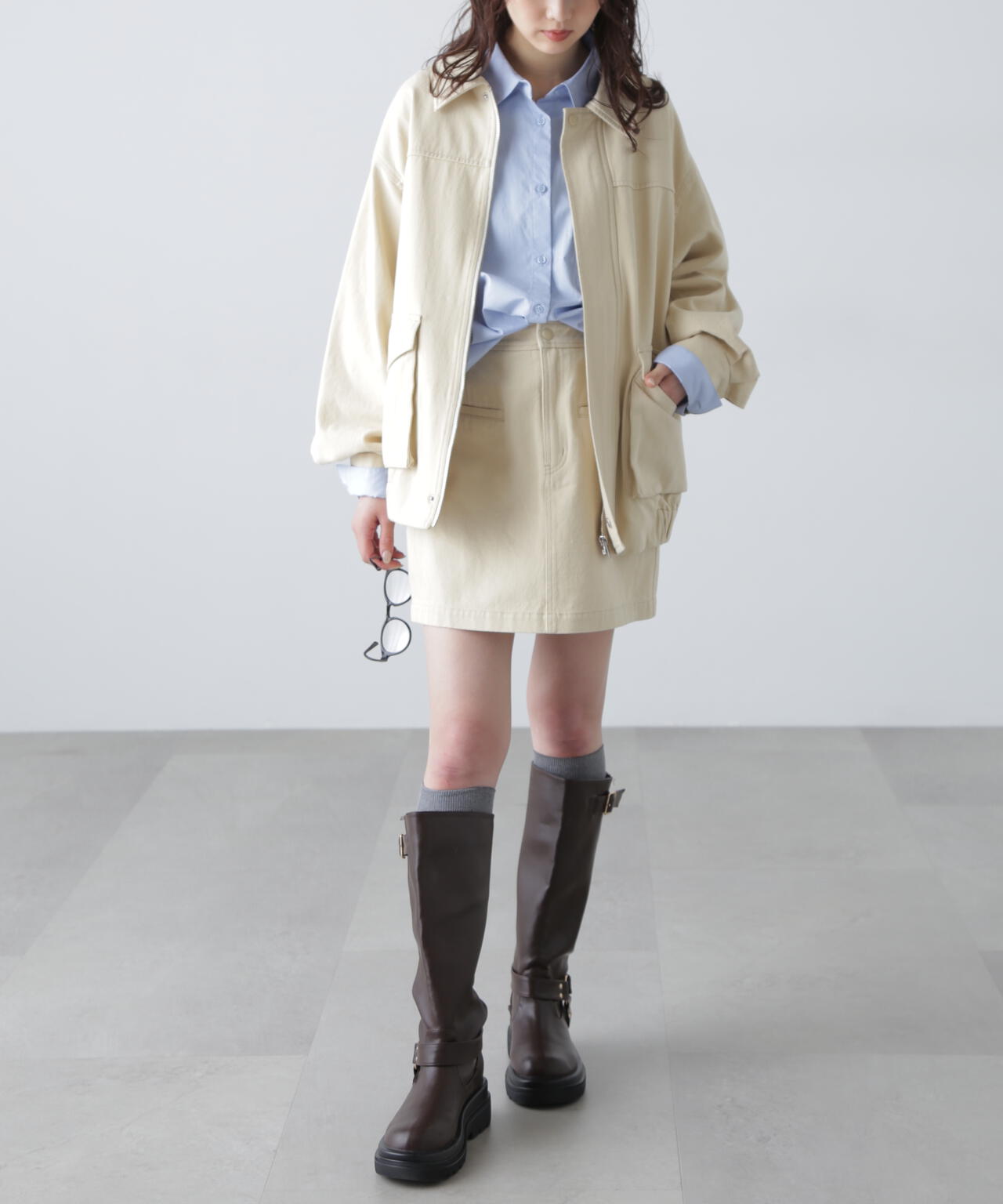 〈セットアップ対応〉ウォッシュドミニスカート