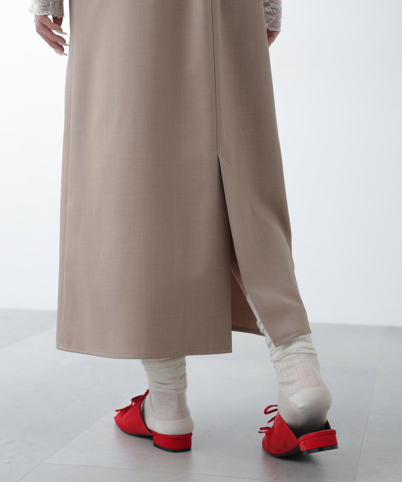 梳毛調合繊ステッチナローキャミワンピース