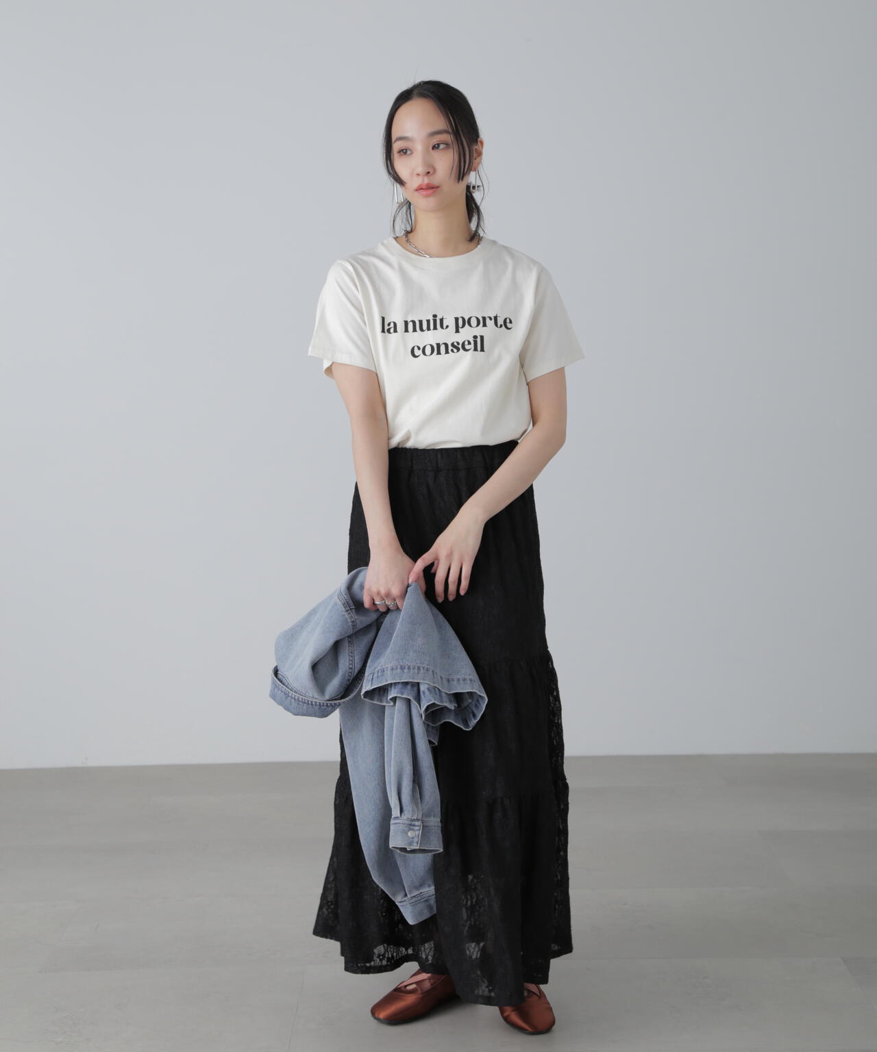 カラーフレンチロゴプリントTシャツ