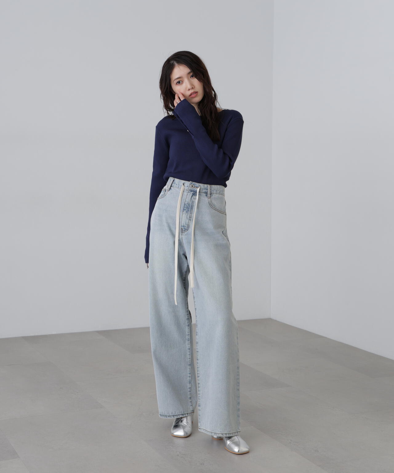 ［MFM］袖金ボタンハイツイストリブニット