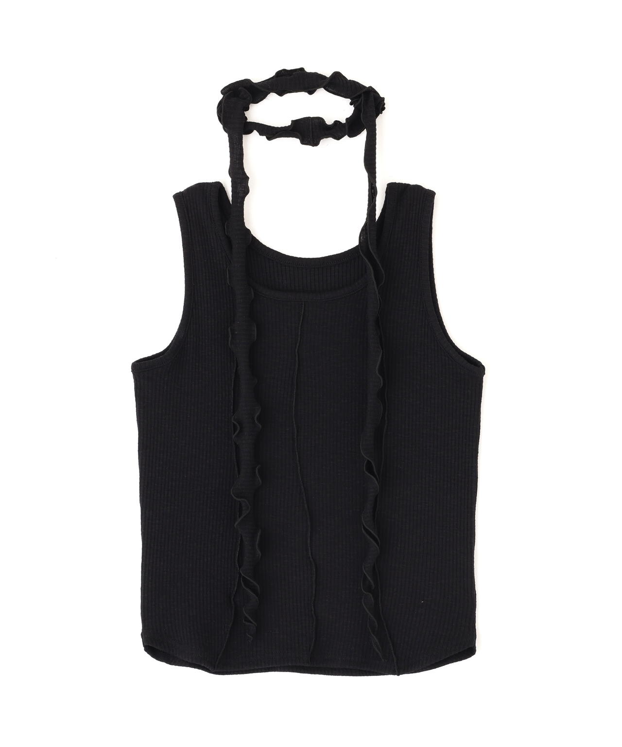 チョーカー付きフリルディテールタンクトップ