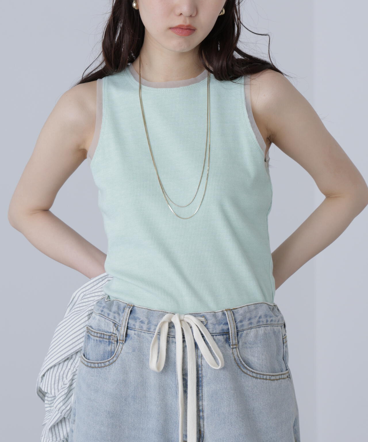 ［MFM］カップ付アメスリチュールラメタンク