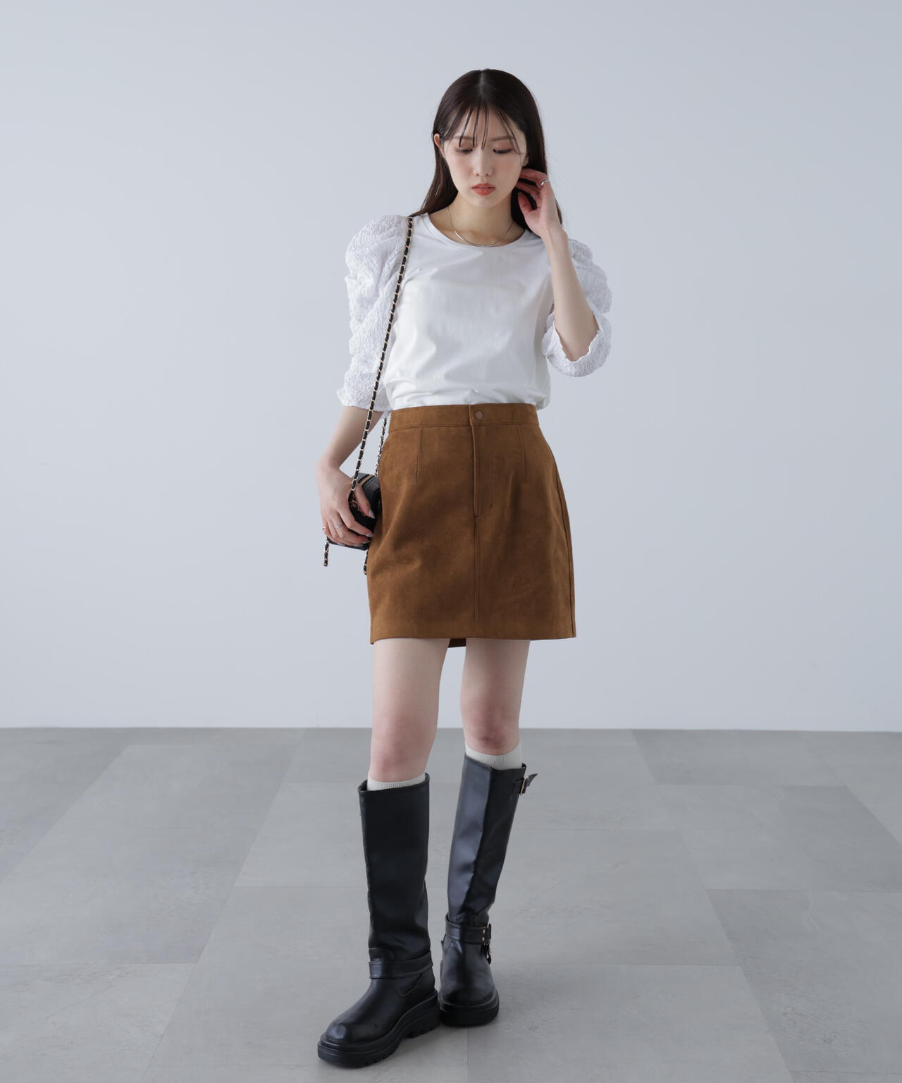 【MFM】ジャガートスリーブ半袖カットソー