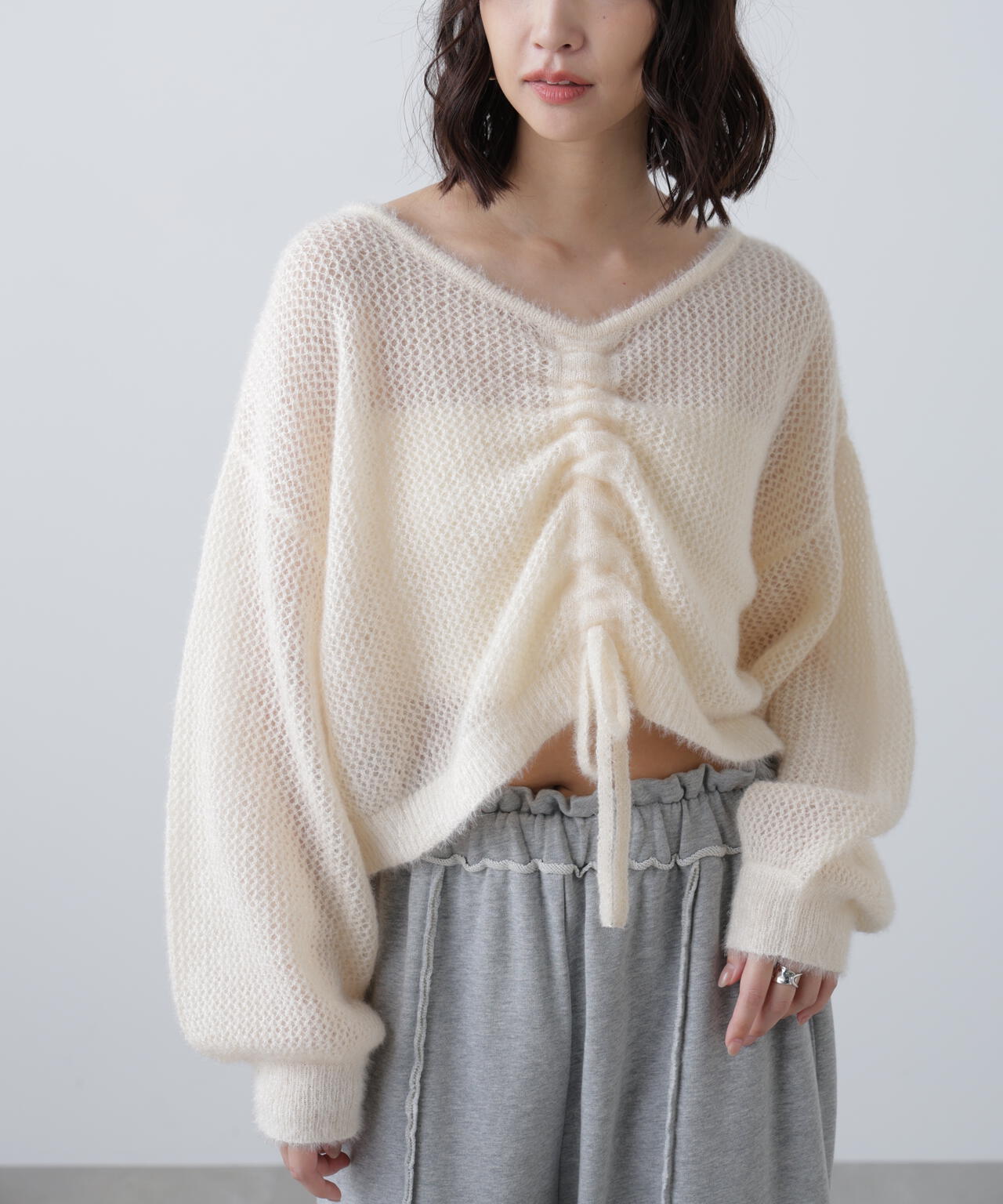 前後2WAYドロストショート丈ニット