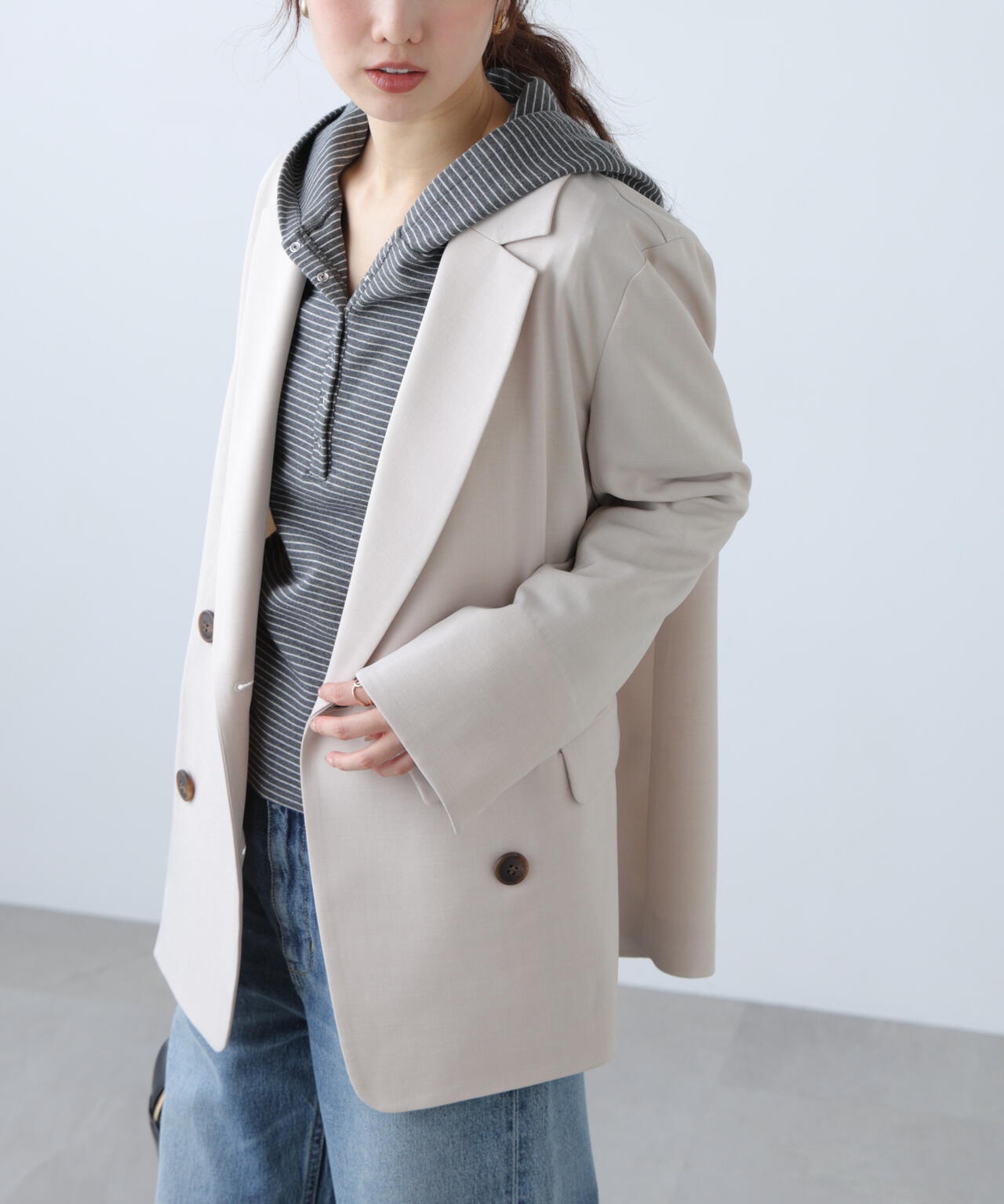 梳毛調合繊ダブルブレストジャケット