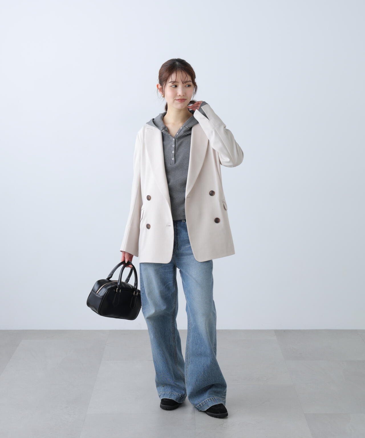 梳毛調合繊ダブルブレストジャケット