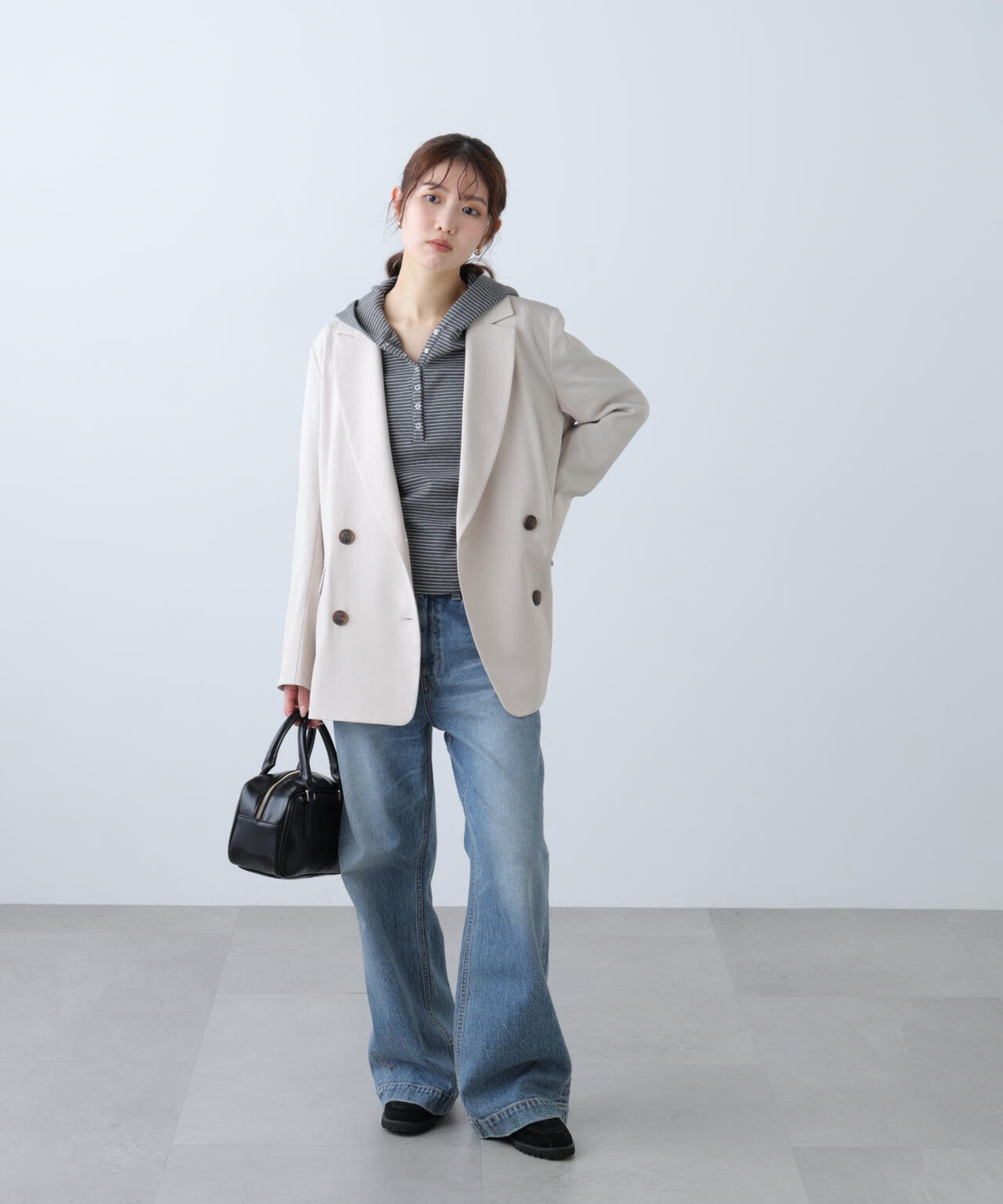 梳毛調合繊ダブルブレストジャケット