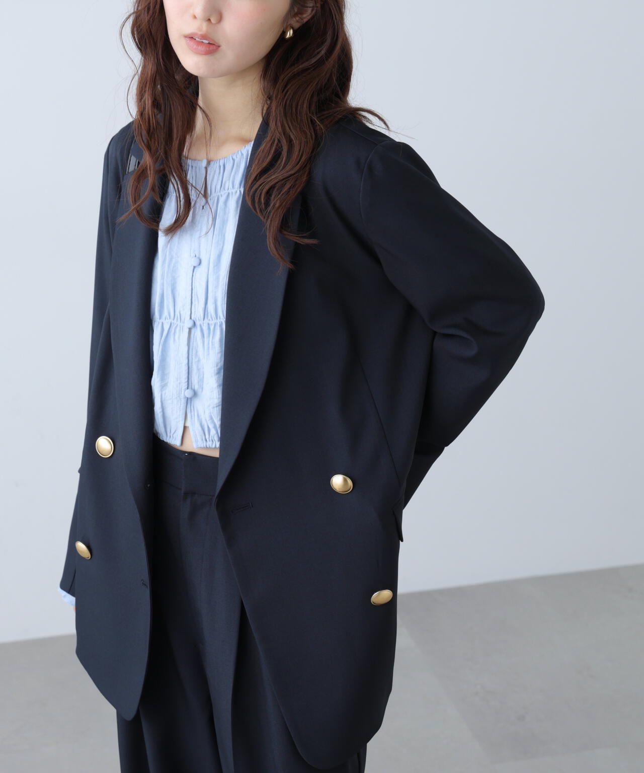 梳毛調合繊ダブルブレストジャケット