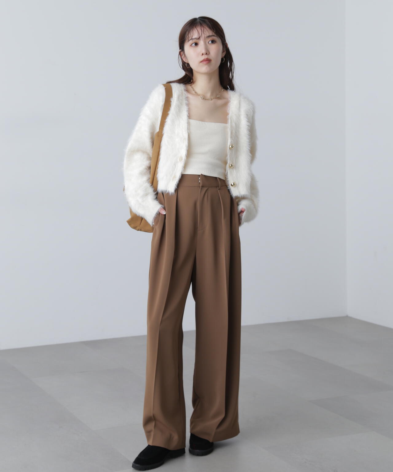 【はかな企画】金ボタンロングシャギーニットカーディガン〈ＭＦＭ〉